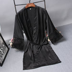 Vestaglie eleganti indumenti da notte sexy in pizzo da donna vestono kimono accappatoio in seta, M, L, XL, XXL
