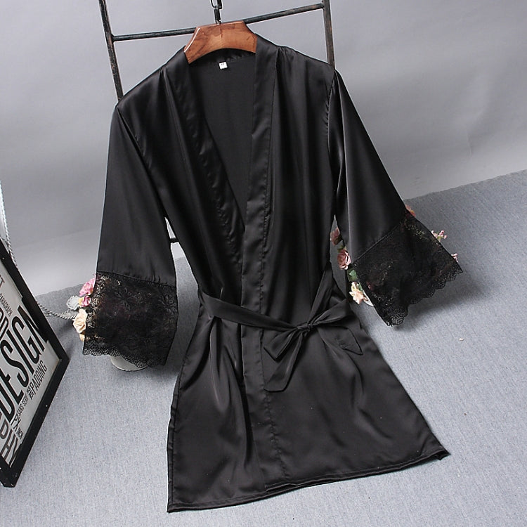 Vestaglie eleganti indumenti da notte sexy in pizzo da donna vestono kimono accappatoio in seta, M, L, XL, XXL