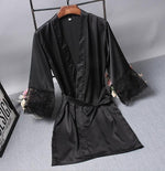 Vestaglie eleganti indumenti da notte sexy in pizzo da donna vestono kimono accappatoio in seta, M, L, XL, XXL