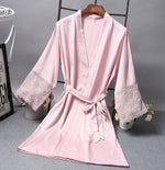 Vestaglie eleganti indumenti da notte sexy in pizzo da donna vestono kimono accappatoio in seta, M, L, XL, XXL
