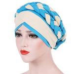 Berretto turbante in seta di latte intrecciata bicolore, M（56-58cm）
