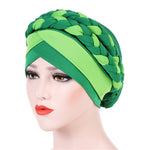 Berretto turbante in seta di latte intrecciata bicolore, M（56-58cm）