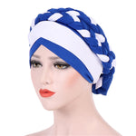 Berretto turbante in seta di latte intrecciata bicolore, M（56-58cm）