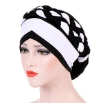 Berretto turbante in seta di latte intrecciata bicolore, M（56-58cm）