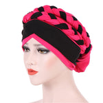 Berretto turbante in seta di latte intrecciata bicolore, M（56-58cm）