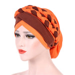 Berretto turbante in seta di latte intrecciata bicolore, M（56-58cm）