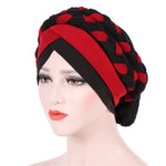Berretto turbante in seta di latte intrecciata bicolore, M（56-58cm）