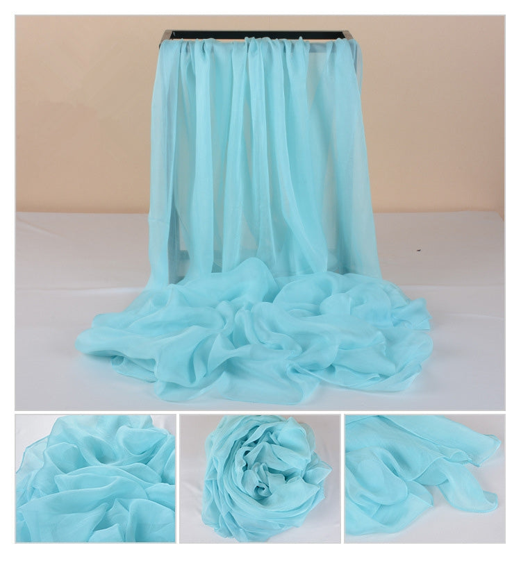 Sciarpa estiva in chiffon di seta ultrasottile con aria condizionata, scialle, protezione solare, 190 x 120cm