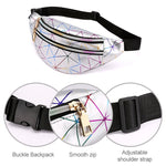 Marsupio in pelle PU con motivo laser Borsa a tracolla singola da donna con marsupio, Double Zipper Rhombus (Black ), Double Zipper Rhombus (Pink), Double Zipper Rhombus (Sliver)