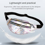 Marsupio in pelle PU con motivo laser Borsa a tracolla singola da donna con marsupio, Double Zipper Rhombus (Black ), Double Zipper Rhombus (Pink), Double Zipper Rhombus (Sliver)
