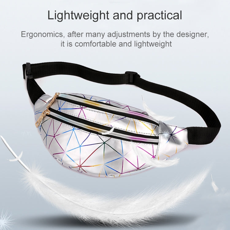 Marsupio in pelle PU con motivo laser Borsa a tracolla singola da donna con marsupio, Double Zipper Rhombus (Black ), Double Zipper Rhombus (Pink), Double Zipper Rhombus (Sliver)
