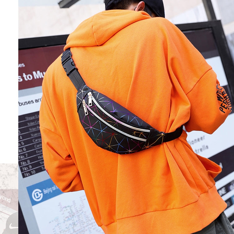 Marsupio in pelle PU con motivo laser Borsa a tracolla singola da donna con marsupio, Double Zipper Rhombus (Black ), Double Zipper Rhombus (Pink), Double Zipper Rhombus (Sliver)