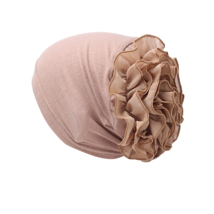 Cappello turbante pullover a fiori con berretto grande in chiffon tinta unita, One Size
