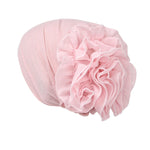 Cappello turbante pullover a fiori con berretto grande in chiffon tinta unita, One Size