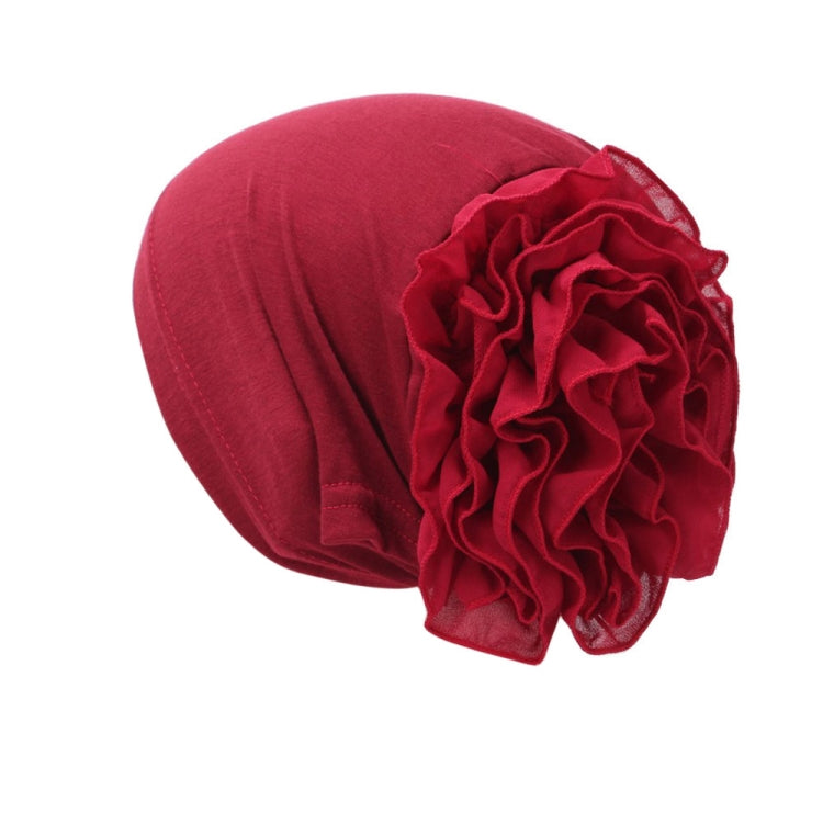 Cappello turbante pullover a fiori con berretto grande in chiffon tinta unita, One Size