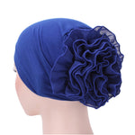 Cappello turbante pullover a fiori con berretto grande in chiffon tinta unita, One Size