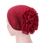 Cappello turbante pullover a fiori con berretto grande in chiffon tinta unita, One Size