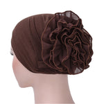 Cappello turbante pullover a fiori con berretto grande in chiffon tinta unita, One Size