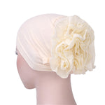 Cappello turbante pullover a fiori con berretto grande in chiffon tinta unita, One Size