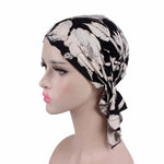 Berretto per turbante stampato in cotone elasticizzato da 2 pezzi, One Size