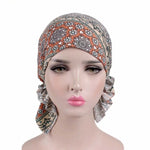 Berretto per turbante stampato in cotone elasticizzato da 2 pezzi, One Size