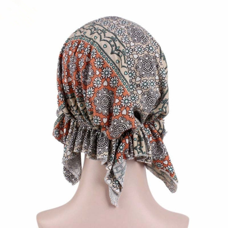 Berretto per turbante stampato in cotone elasticizzato da 2 pezzi, One Size