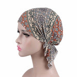 Berretto per turbante stampato in cotone elasticizzato da 2 pezzi, One Size