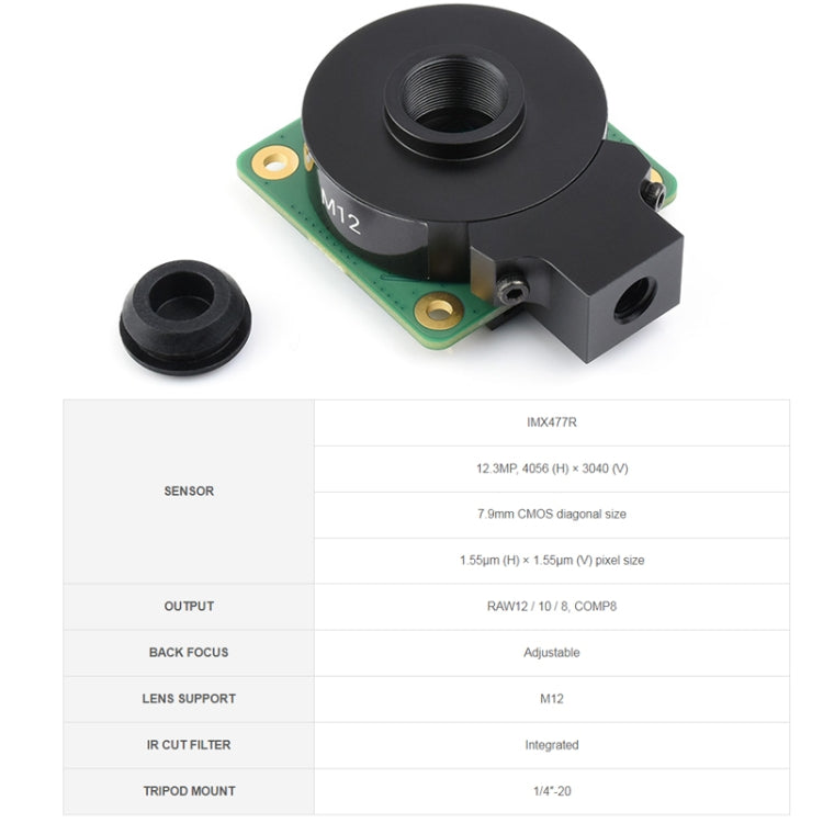 Per fotocamera Raspberry Pi M12, sensore IMX477R da 12,3 MP, modulo fotocamera ad alta sensibilità, 23945