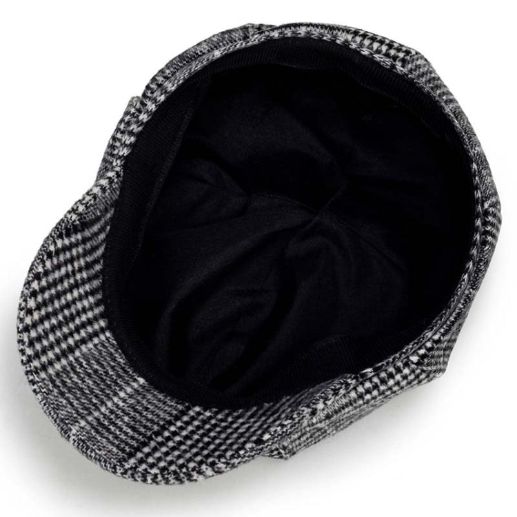 Berretto ottagonale in lana scozzese stile retrò autunno e inverno, 58cm