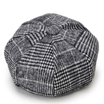 Berretto ottagonale in lana scozzese stile retrò autunno e inverno, 58cm