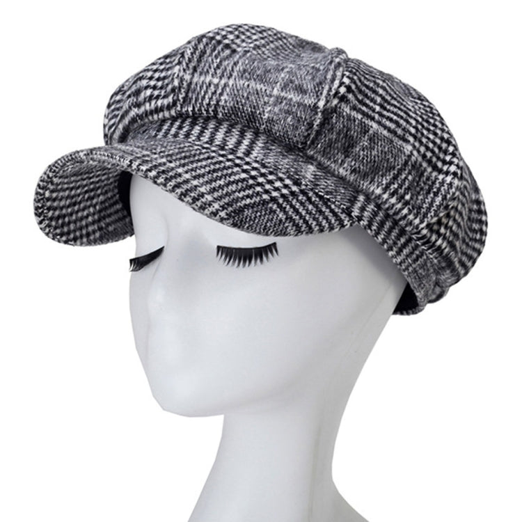 Berretto ottagonale in lana scozzese stile retrò autunno e inverno, 58cm