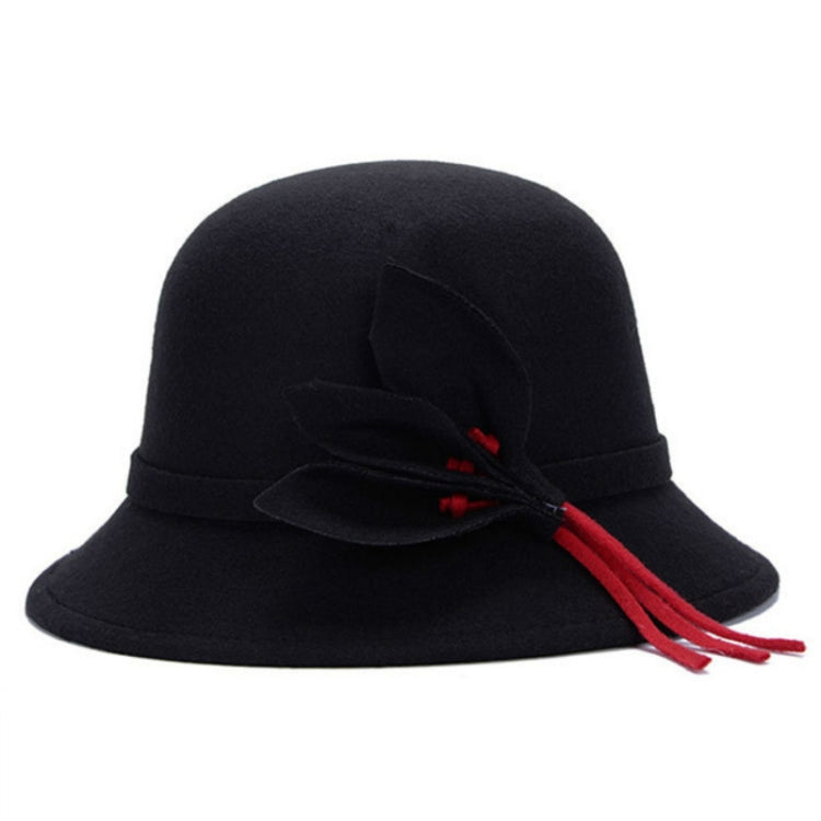 Cappello a cilindro in lana da donna autunno e inverno con decorazione floreale, One Size