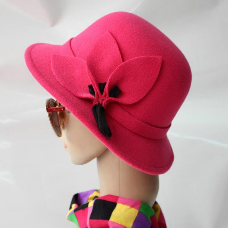 Cappello a cilindro in lana da donna autunno e inverno con decorazione floreale, One Size