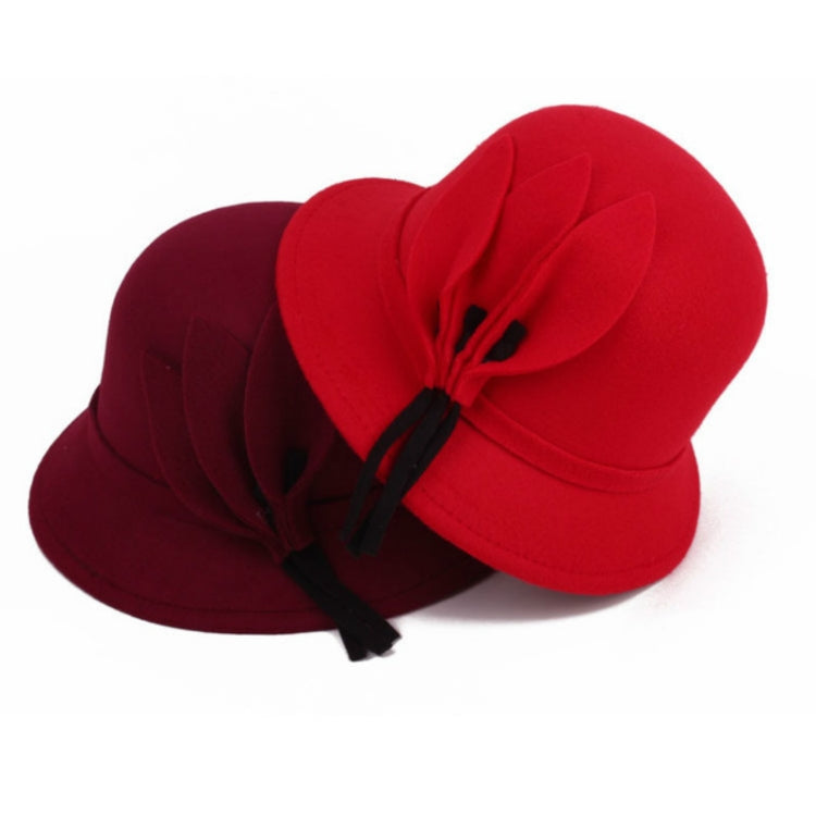 Cappello a cilindro in lana da donna autunno e inverno con decorazione floreale, One Size