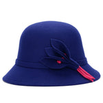 Cappello a cilindro in lana da donna autunno e inverno con decorazione floreale, One Size
