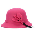 Cappello a cilindro in lana da donna autunno e inverno con decorazione floreale, One Size