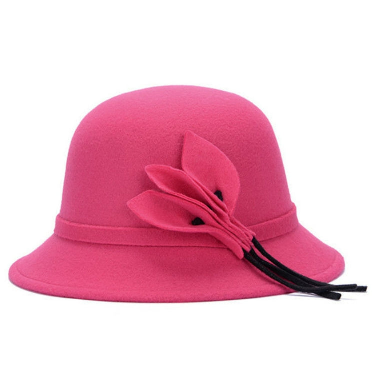 Cappello a cilindro in lana da donna autunno e inverno con decorazione floreale, One Size