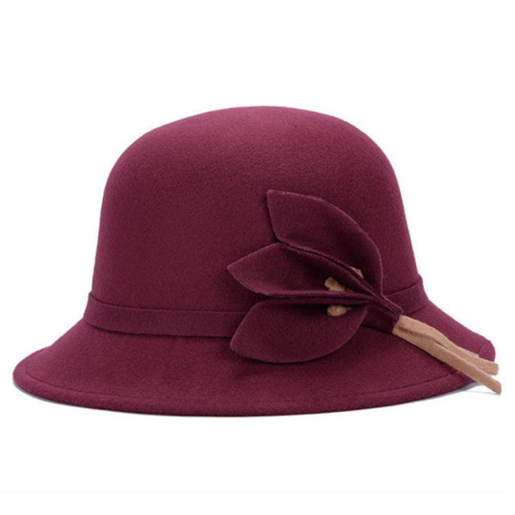 Cappello a cilindro in lana da donna autunno e inverno con decorazione floreale, One Size