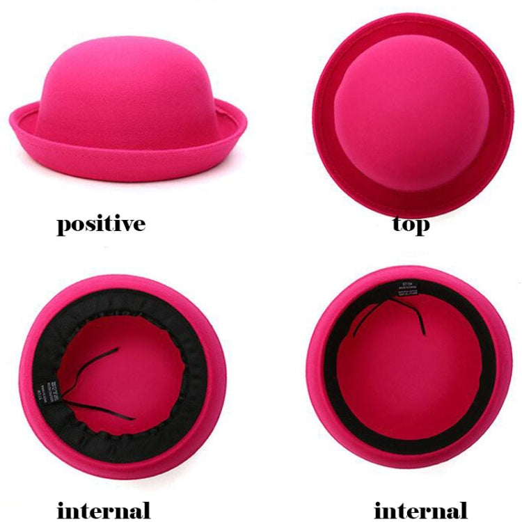 Cappello da donna in feltro stile britannico semplice autunno e inverno Cappello in lana con cupola a tesa arrotolata