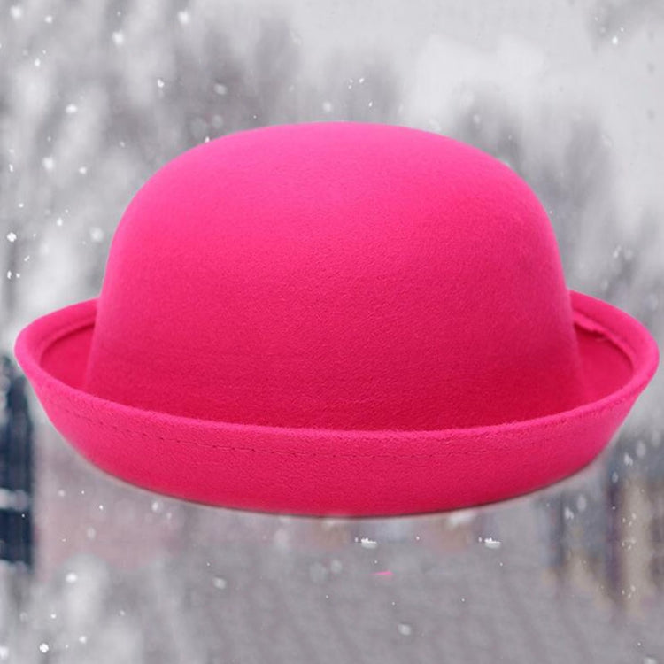 Cappello da donna in feltro stile britannico semplice autunno e inverno Cappello in lana con cupola a tesa arrotolata