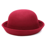 Cappello da donna in feltro stile britannico semplice autunno e inverno Cappello in lana con cupola a tesa arrotolata