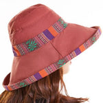 Cappelli da spiaggia indossabili su due lati in stile nazionale estivo da donna. Cappello da sole con bordo grande, One Size
