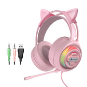PANTSAN PSH-400 Cuffie cablate RGB luminose montate sulla testa del computer USB, 3.5mm Single Plug, 3.5mm Black, 3.5mm Pink, 3.5mm White, 3.5mm Pink+Cat Ear, 7.1 USB