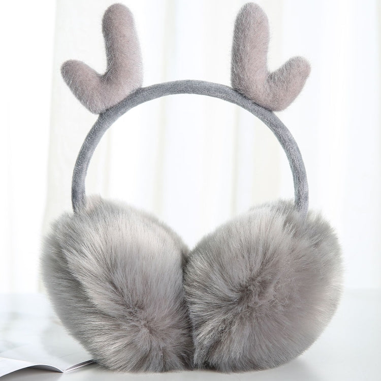 Paraorecchie in peluche con corna Scaldino per orecchie retrattile alla moda invernale caldo, One Size