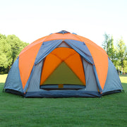 La grande tenda da campeggio esterna manuale a doppio strato con 3 porte aperte e 6 angoli può ospitare 10 persone