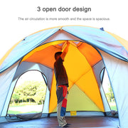 La grande tenda da campeggio esterna manuale a doppio strato con 3 porte aperte e 6 angoli può ospitare 10 persone