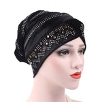 Cappello impilabile con turbante con strass Pleuche, Adjustable