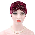 Cappello impilabile con turbante con strass Pleuche, Adjustable