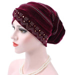 Cappello impilabile con turbante con strass Pleuche, Adjustable
