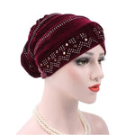 Cappello impilabile con turbante con strass Pleuche, Adjustable